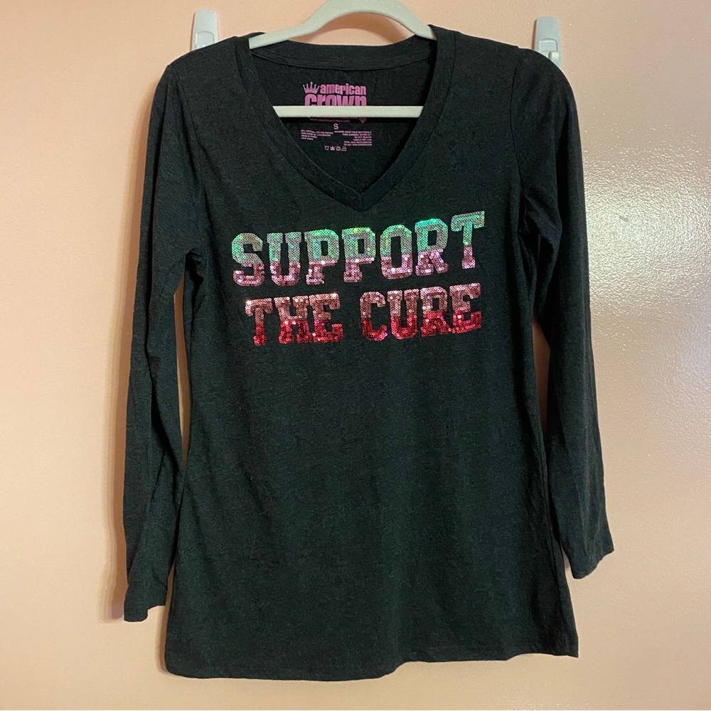 Breast Cancer Awareness Sequin Long sleeve Shirt